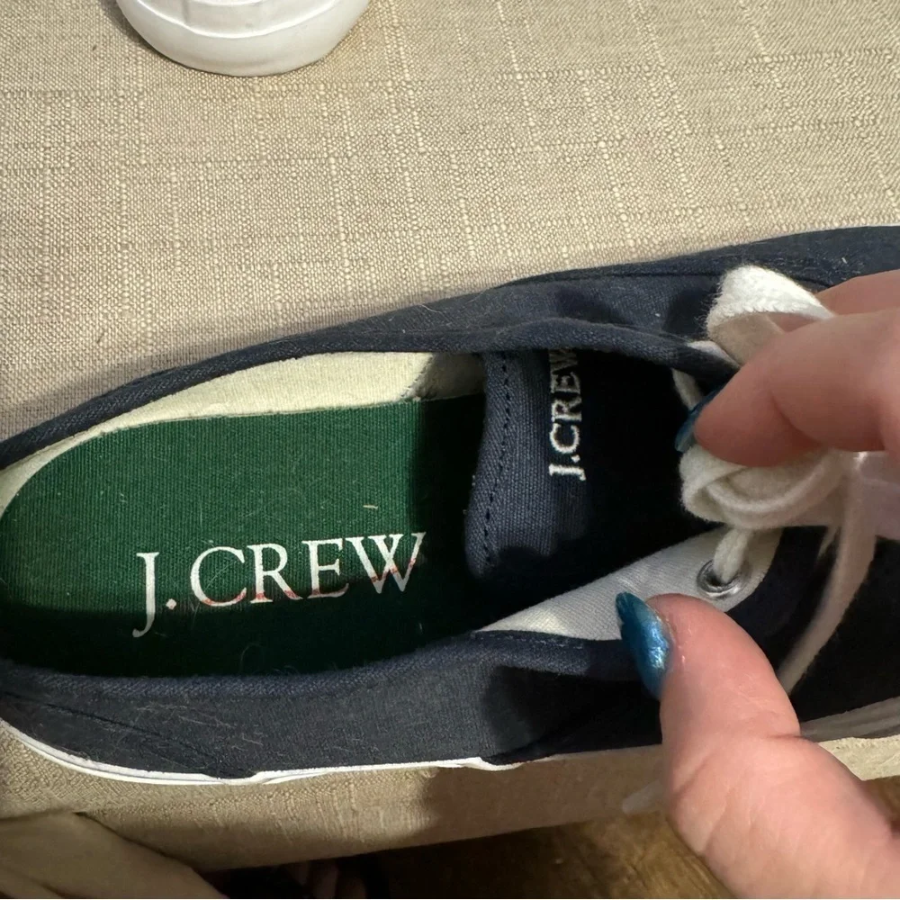 J. Crew Navy Canvas Low-Top Sneakers with White Soles - Picture 2 of 7